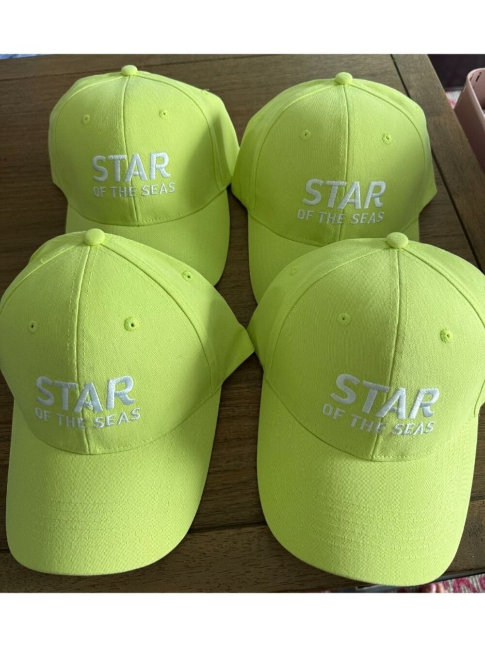 Royal Caribbean "Star of the Seas" Neon Green Baseball Cap Bundle (Set of 4)